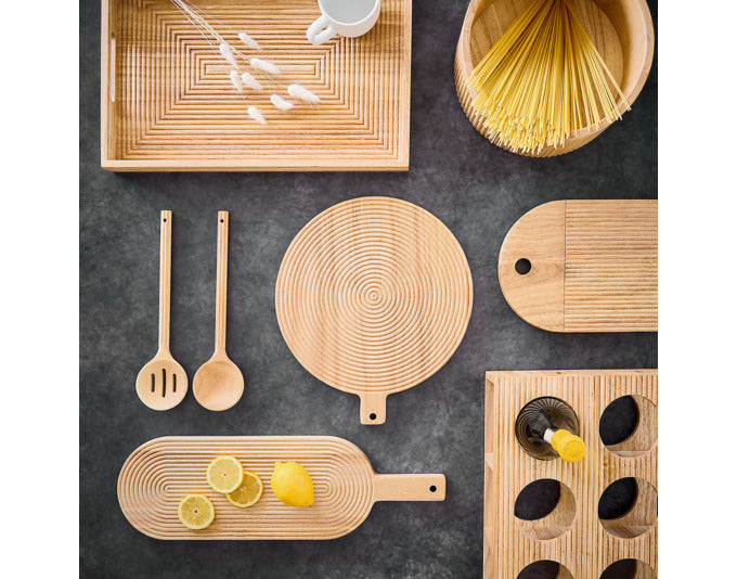 Elegantes Weinregal aus Gummibaum für 6 Flaschen, 38x11x27 cm. Stilvoll, platzsparend, robust. Perfekt für Weinliebhaber.