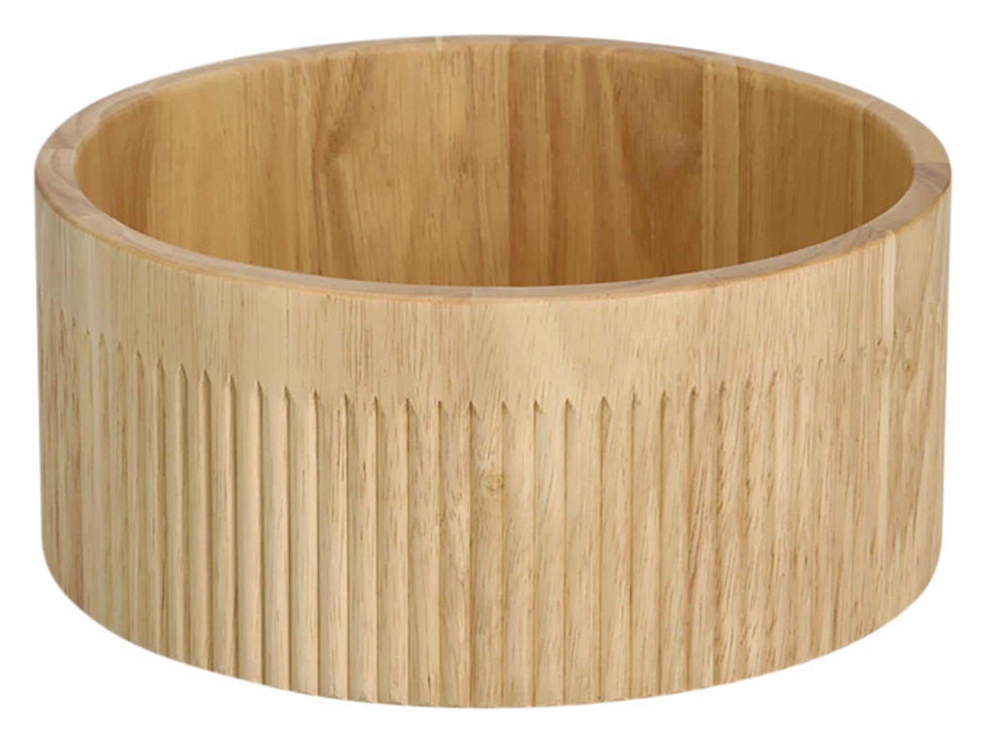 Entdecken Sie die ZELLER Schüssel Stripes aus Gummibaumholz (ø 27x12 cm) – robust, elegant und vielseitig für Ihre Küche. Ideal für Salate und Snacks!