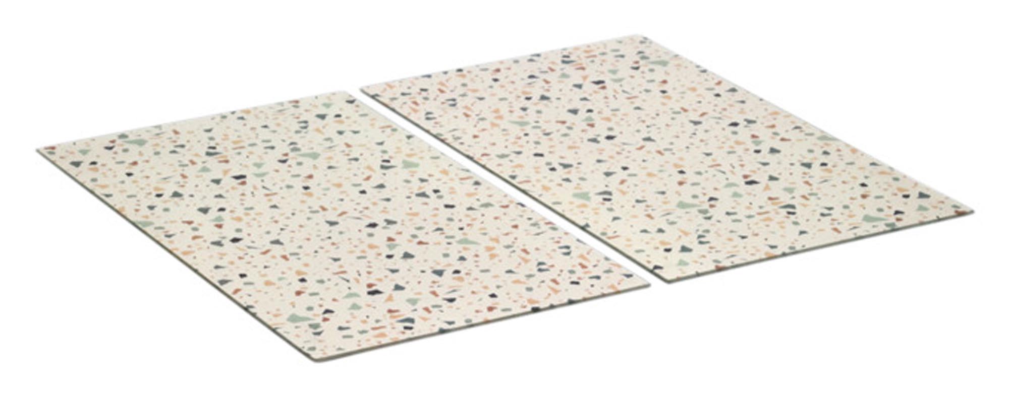 Entdecken Sie die ZELLER Herdabdeckplatte Glas Terrazzo (30x52 cm) – hitzebeständig, leicht zu reinigen und ein stilvoller Blickfang für Ihre Küche.