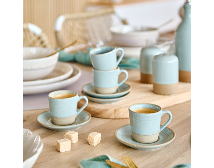 Elegantes 8-teiliges Espressotassen-Set aus robustem Steingut von ZELLER PRESENT – ideal für stilvolle Espresso-Momente.