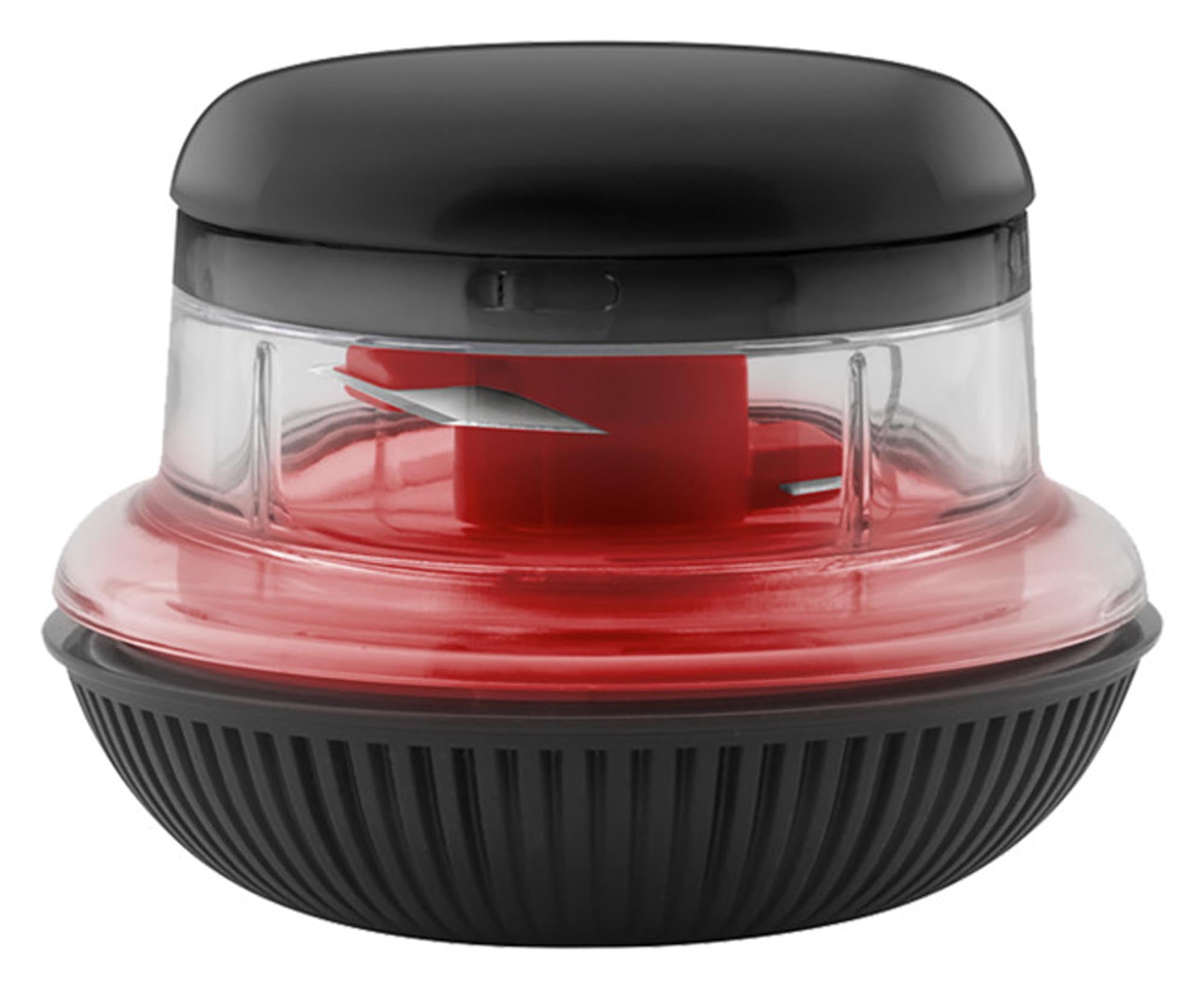 Der MOHA Kräuter-/Knoblauch-/Zwiebelhacker Aromatic in schwarz/rot (10x10x8.5 cm) ist der perfekte Küchenhelfer für frische Aromen und einfache Zubereitung.