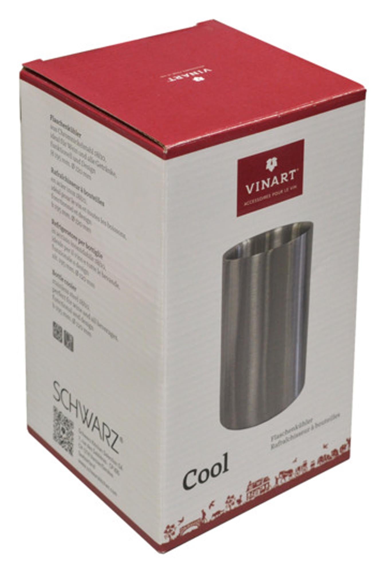 Eleganter Flaschenkühler aus Edelstahl, doppelwandig, hält Getränke kühl, ideal für Wein & Sekt, stilvoll & funktional.