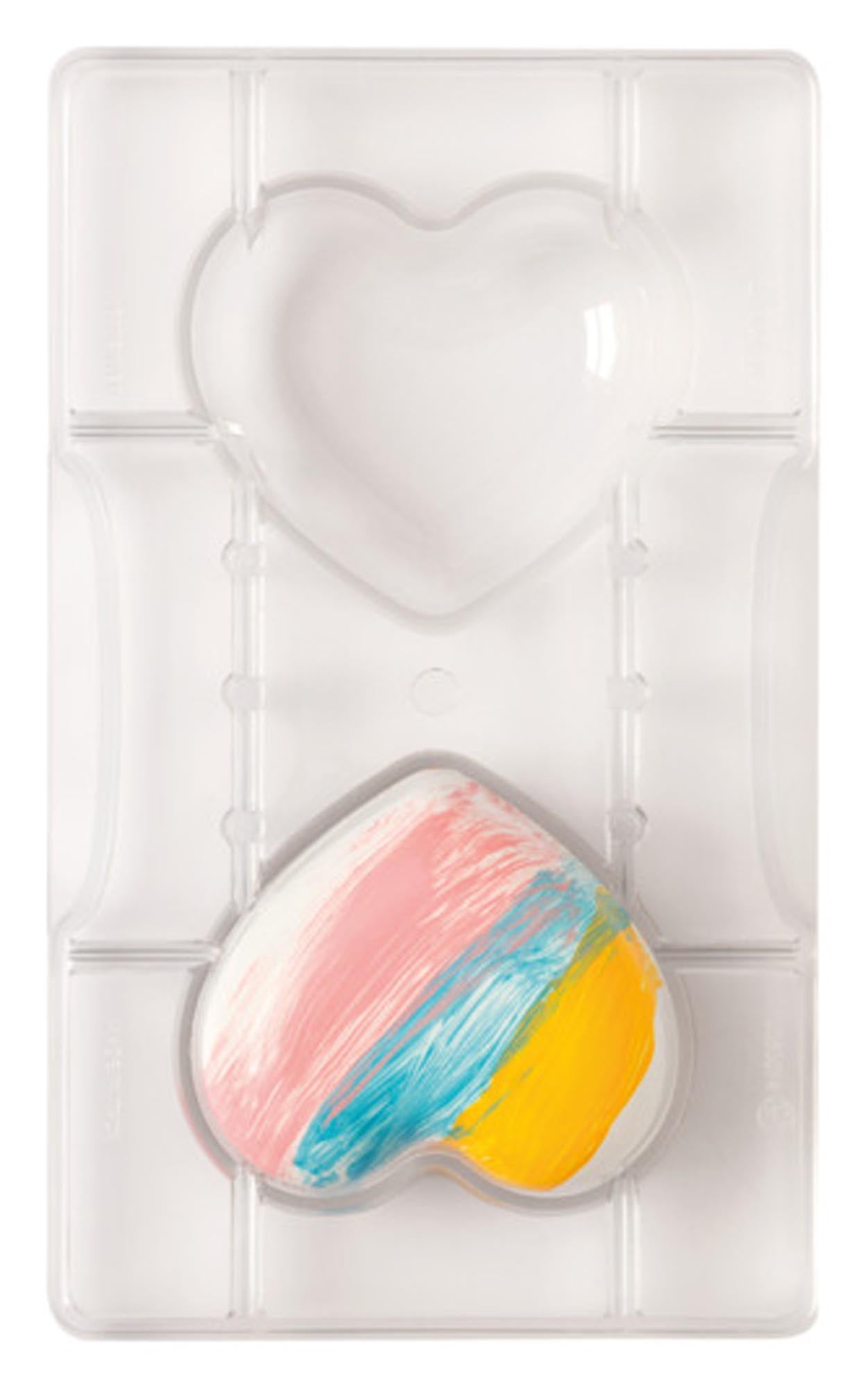 Entdecken Sie die DECORA Profi-Pralinen-Schokoladenform für große Herzen (ø 7,5x2,5 cm) aus flexiblem Silikon. Ideal für kreative Pralinen zu besonderen Anlässen!