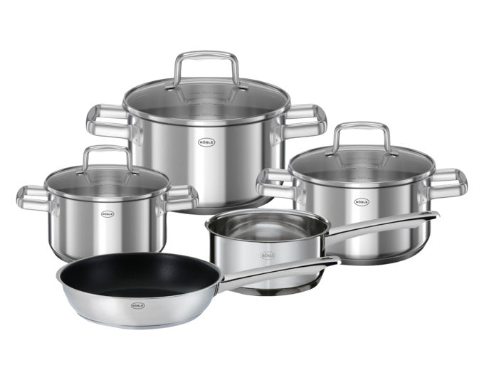 RÖSLE Topfset Moments Inox 5-teilig mit Bratpfanne in  präsentiert im Onlineshop von KAQTU Design AG. Topf ist von RÖSLE