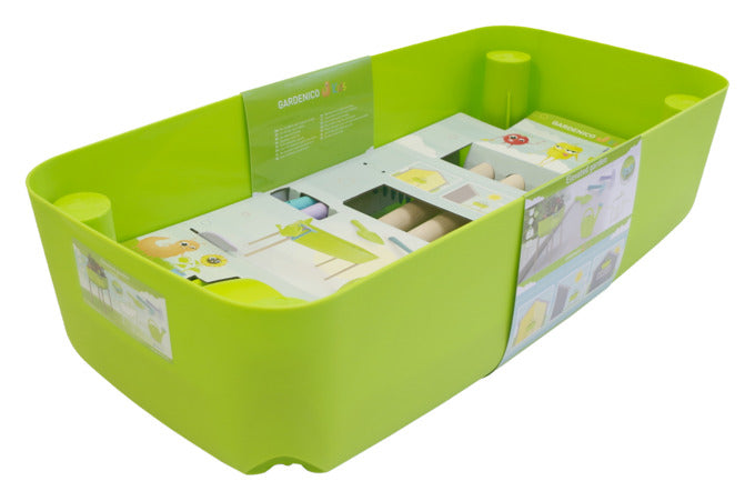 Entdecken Sie das GARDENICO Kinder Gartenhochbeet in grün – ideal für kleine Gärtner! Fördert Kreativität und Naturverbundenheit beim Pflanzen.
