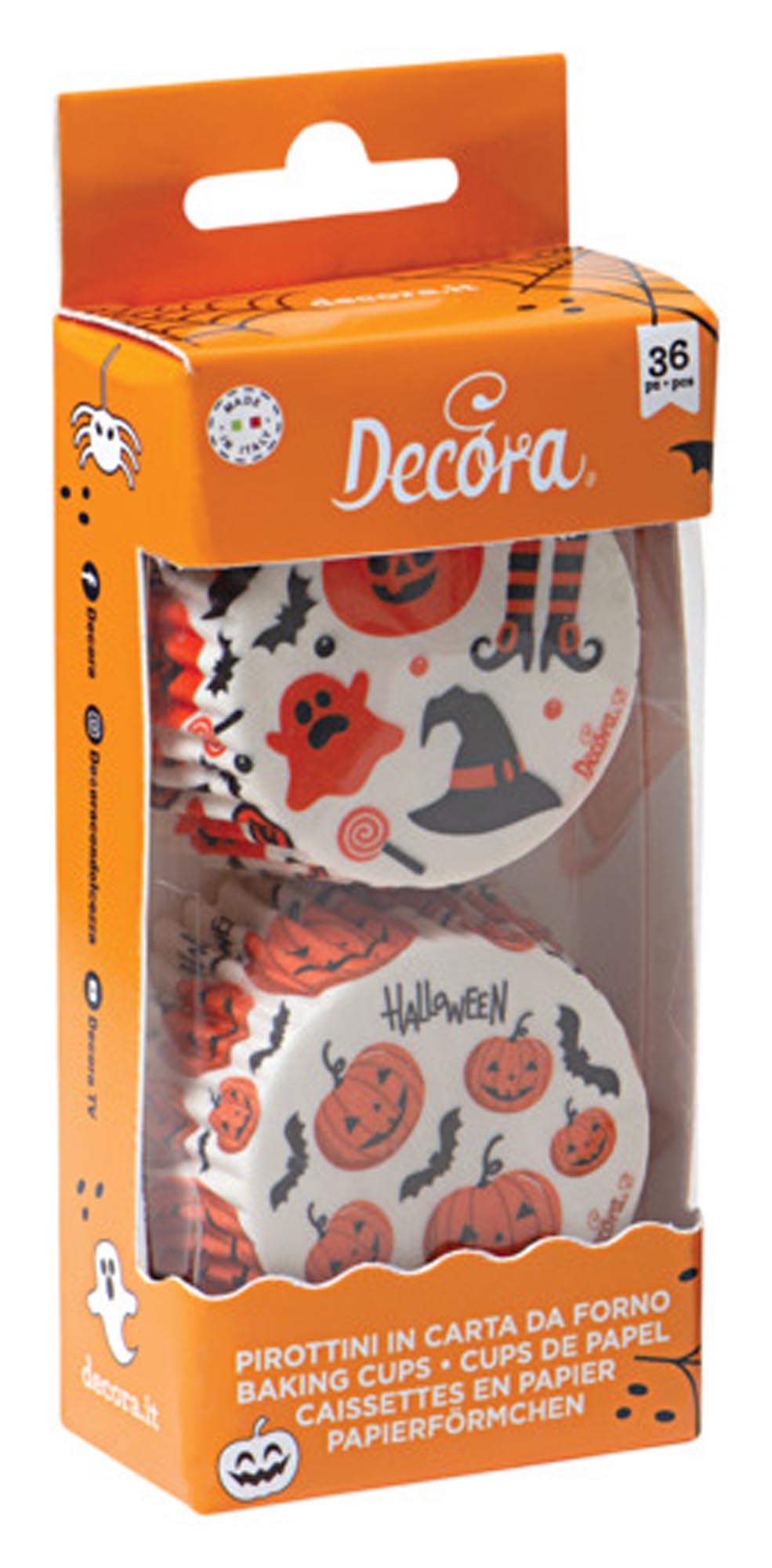 Entdecken Sie die DECORA Papier-Backförmchen Halloween: 36 Stück, hitzebeständig, ideal für Muffins und Cupcakes, perfekt für Ihre Halloween-Feier!