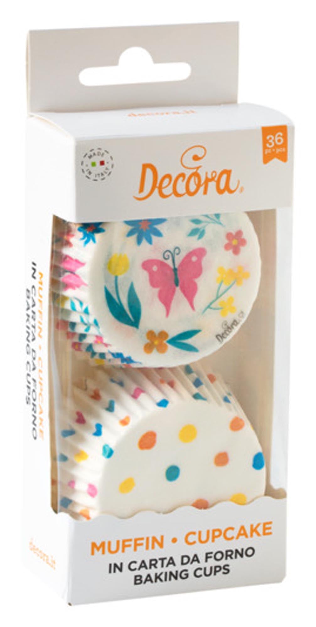 Entdecken Sie die DECORA Papier-Backförmchen Schmetterlinge (36 Stück) für Muffins und Cupcakes. Ofenfest bis 220°C, ideal für kreative Backideen!