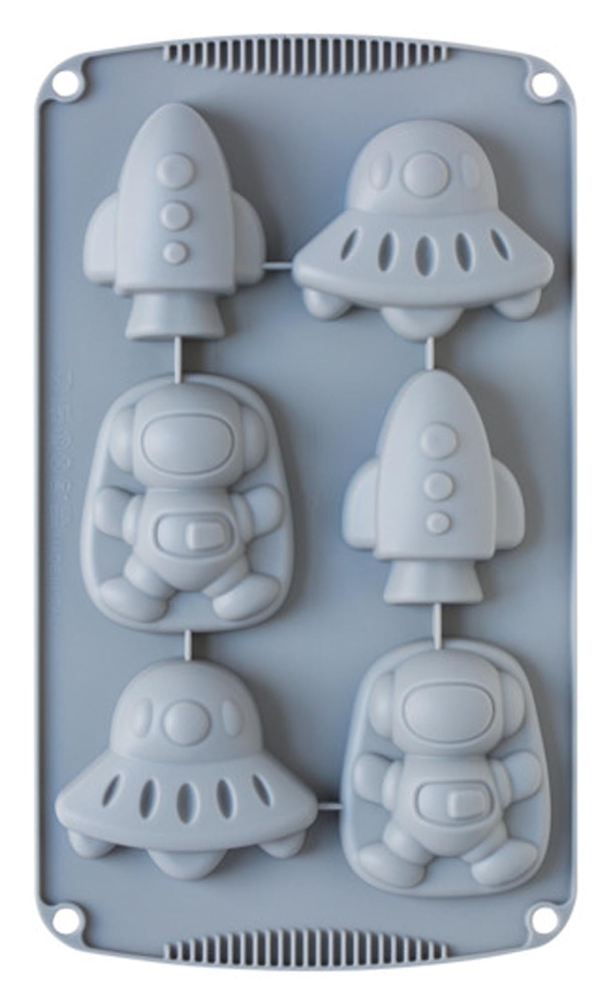 Entdecken Sie die DECORA Silikonbackform für 6 Weltraum-Motivkuchen (30x17x3 cm). Perfekt für kreative Backideen und kinderfreundliche Anlässe!