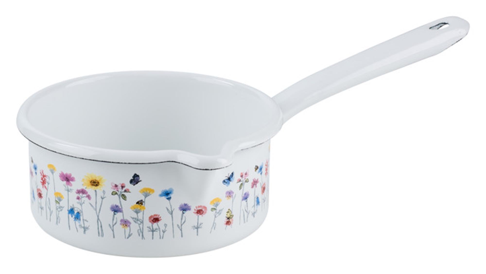 Entdecken Sie die RIESS Stielkasserolle mit Ausguss Flora (0,75 l, Ø 14 cm) – ideal für Saucen, langlebig, kratzfest und ergonomisch. Perfekt für Hobbyköche!