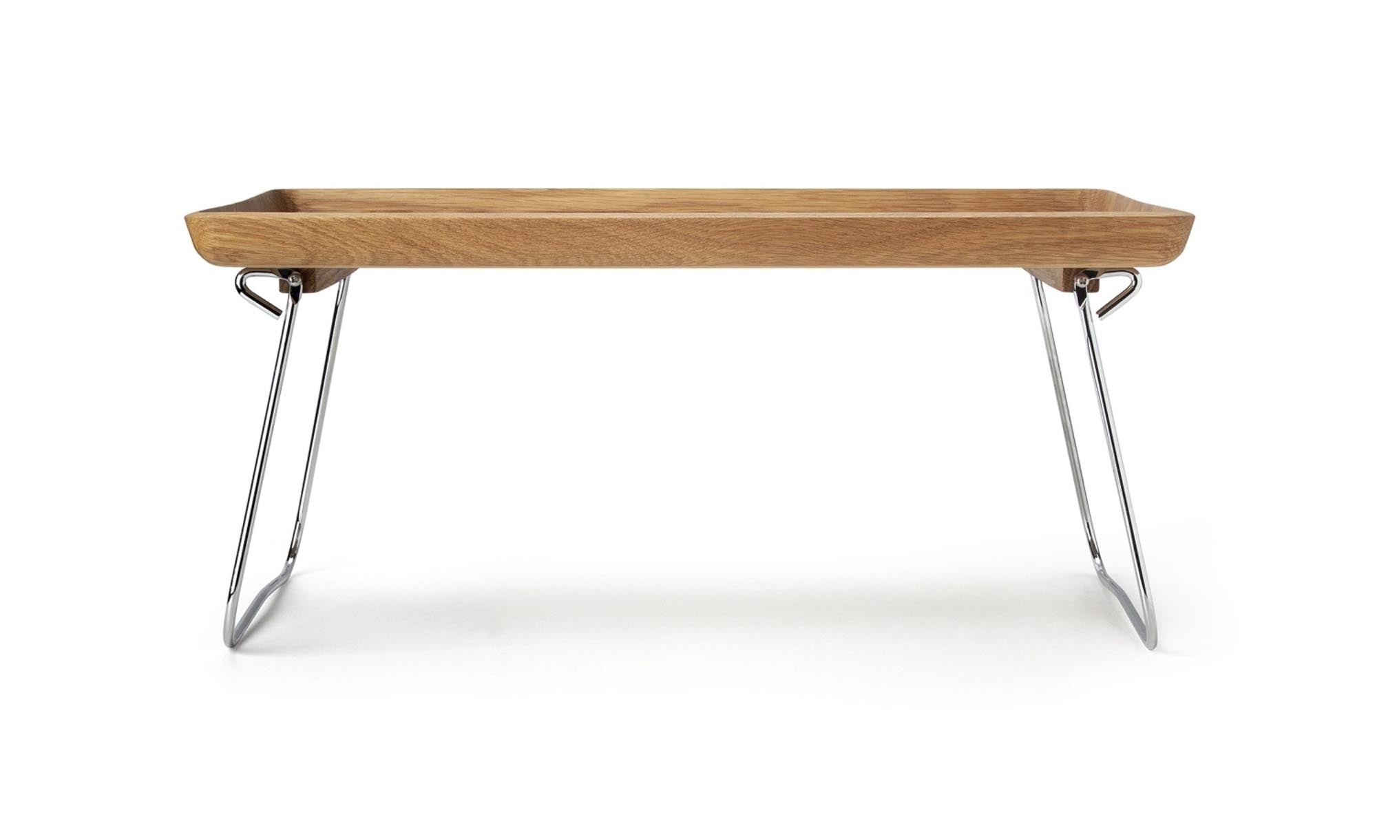 Elegantes Eiche Bett Tablett von Continenta, 53x32x7cm: robust, funktional, ideal für Laptop, Snacks, leicht zu reinigen, zeitloses Design.