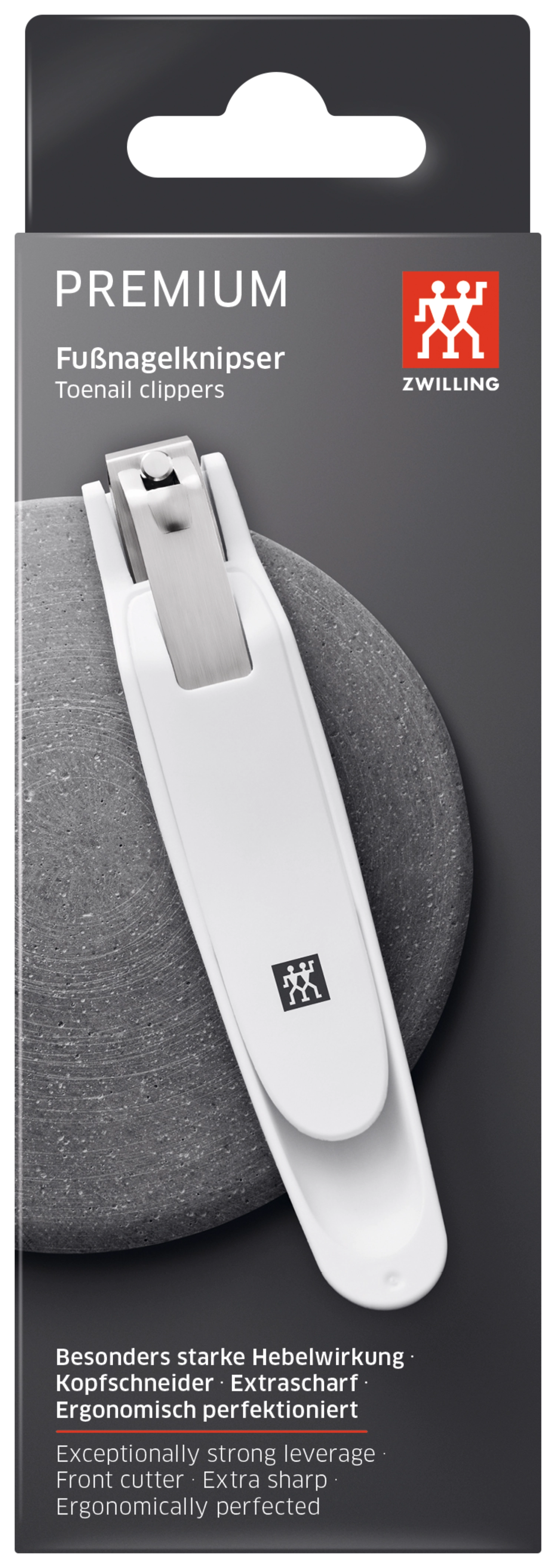 Praktischer Fußnagelknipser in Weiß mit Nagelfang, ideal für eine einfache und hygienische Fußpflege von Zwilling Beauty.