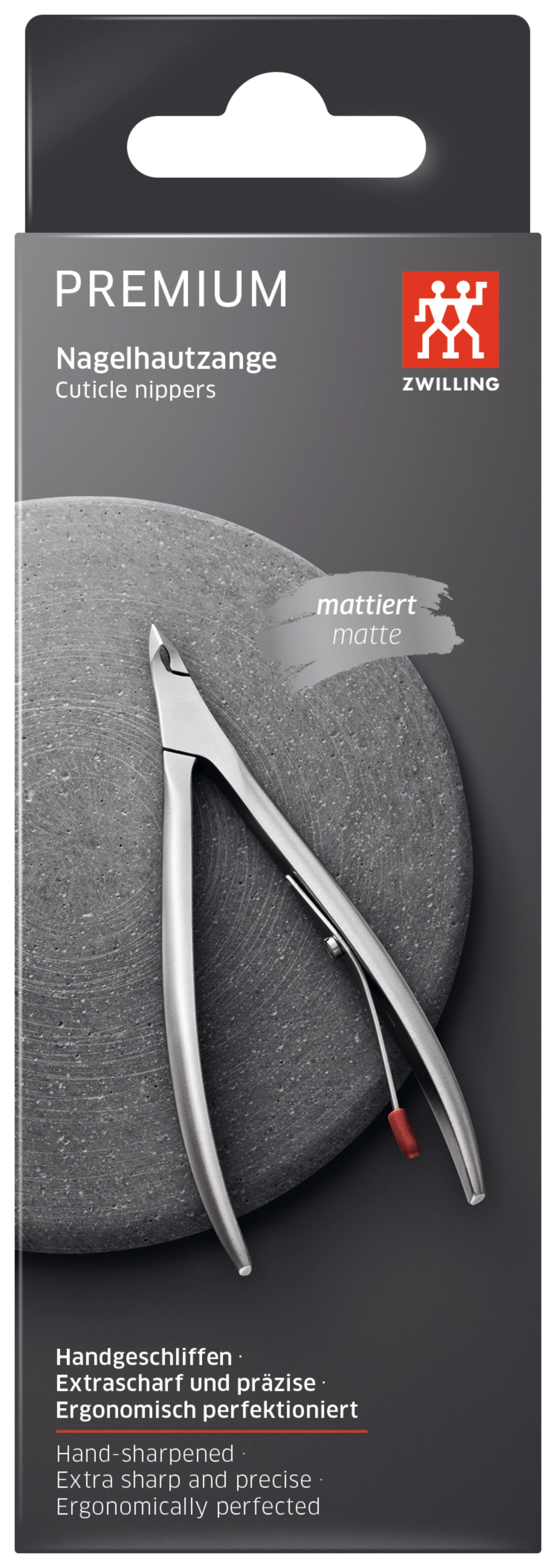 Die mattierte Hautzange von Zwilling Beauty (100 mm) ermöglicht präzise Haut- und Nagelpflege. Hochwertiger Edelstahl, ergonomisch und langlebig.