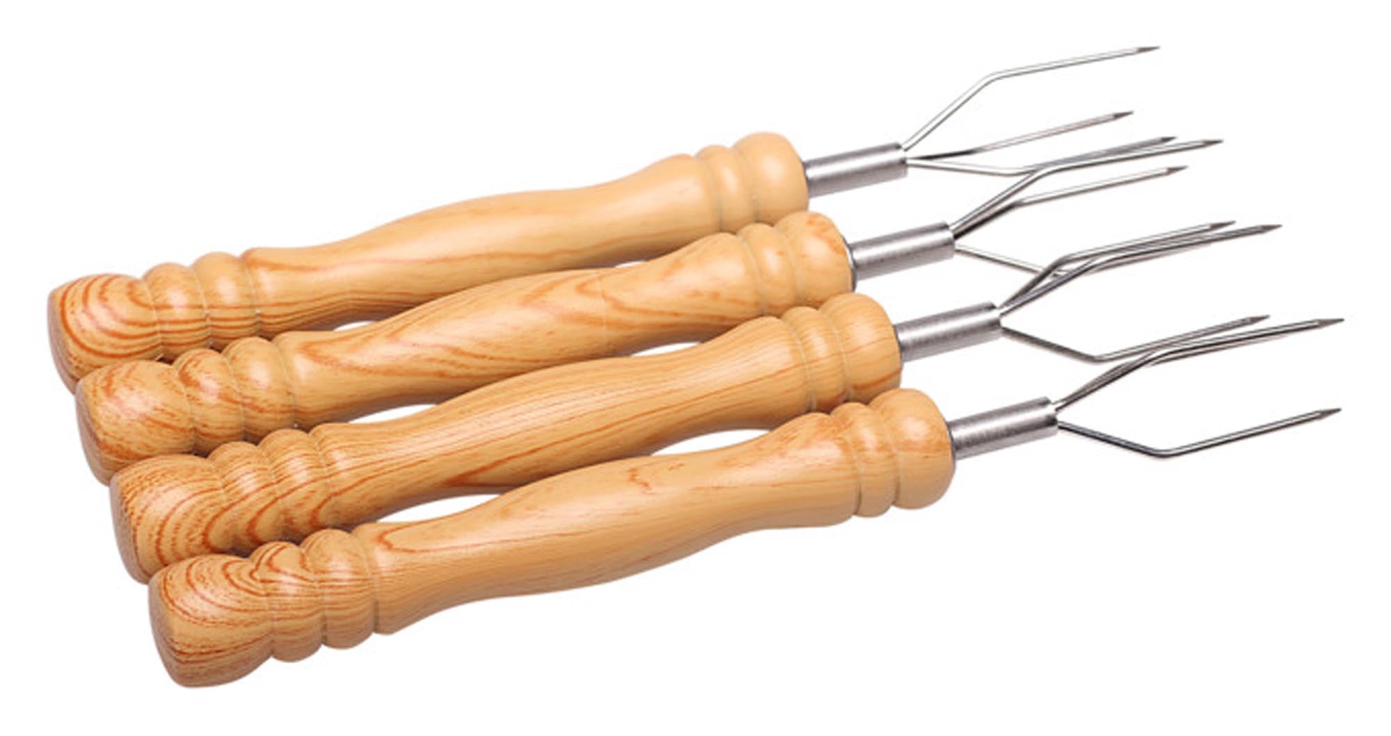 NOUVEL Kartoffelgabeln 3-Zacken mit Holzgriff 4 Stück in  präsentiert im Onlineshop von KAQTU Design AG. Geschirr ist von NOUVEL SWITZERLAND