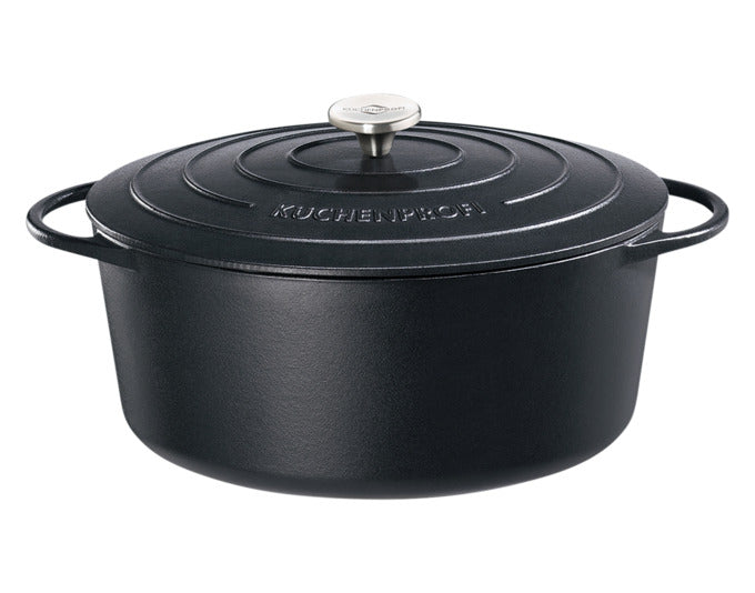 KÜCHENPROFI Bratentopf Guss emailliert oval schwarz 8.9 l 35x14 cm in präsentiert im Onlineshop von KAQTU Design AG. Topf ist von KÜCHENPROFI
