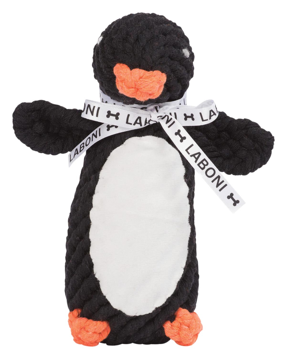 Entdecken Sie den LABONI Poldi Pinguin, ein langlebiges Hundespielzeug aus 100% Baumwolle. Ideal zum Kauen, Apportieren und Kuscheln!