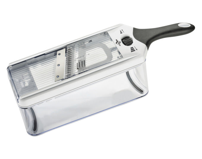 KÜCHENPROFI Gemüsehobel Vario mit 4 Einsätzen 1-5mm 37x11x10.5 cm in präsentiert im Onlineshop von KAQTU Design AG. Küchenhelfer ist von KÜCHENPROFI