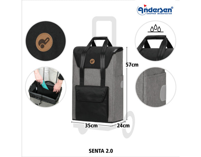 Entdecken Sie den ANDERSEN Einkaufswagen Royal Senta 2.0 in elegantem Grau. Leicht, stabil und vielseitig – ideal für jeden Einkauf!