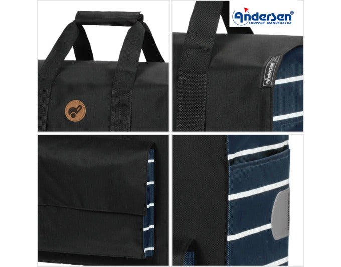 Entdecken Sie die vielseitige ANDERSEN Einkaufstasche Jella in Blau – ideal für Einkäufe, sicher und praktisch mit Reflektoren und optimaler Organisation.