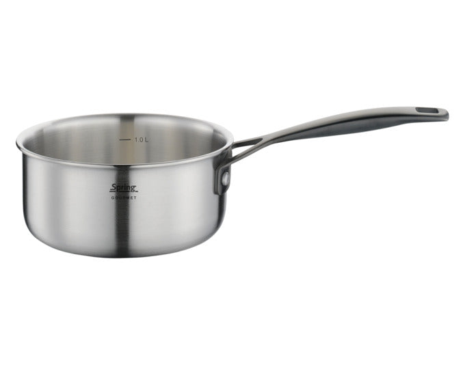 SPRING Stielkasserolle nieder Gourmet Black 1.4 l ø 16x7.5 cm in  präsentiert im Onlineshop von KAQTU Design AG. Topf ist von SPRING