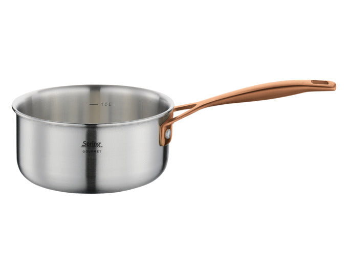 SPRING Stielkasserolle nieder Gourmet Roségold 1.4 l ø 16x7.5 cm in präsentiert im Onlineshop von KAQTU Design AG. Topf ist von SPRING