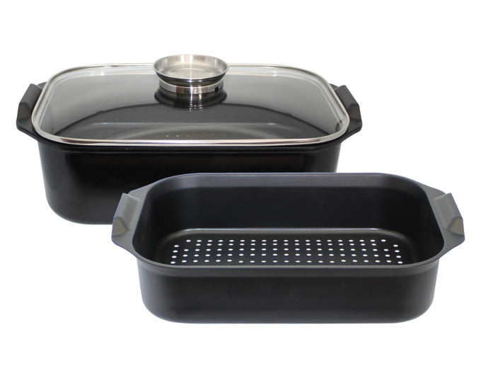 ELO Bräter Duo Vital 7 l 40x26x11 cm mit Dünsteinsatz 38x26x8cm 5.7 l Aluguss Induktion in  präsentiert im Onlineshop von KAQTU Design AG. Topf ist von ELO