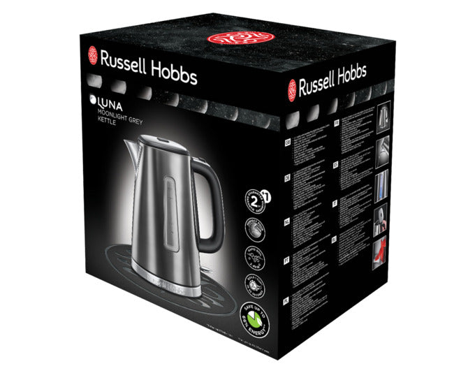Eleganter RUSSEL HOBBS Wasserkocher 23211-70 Luna Moonlight Grey: 1,7 l, 2.400 W, Schnellkochfunktion, tropffreies Ausgießen, modernes Design.