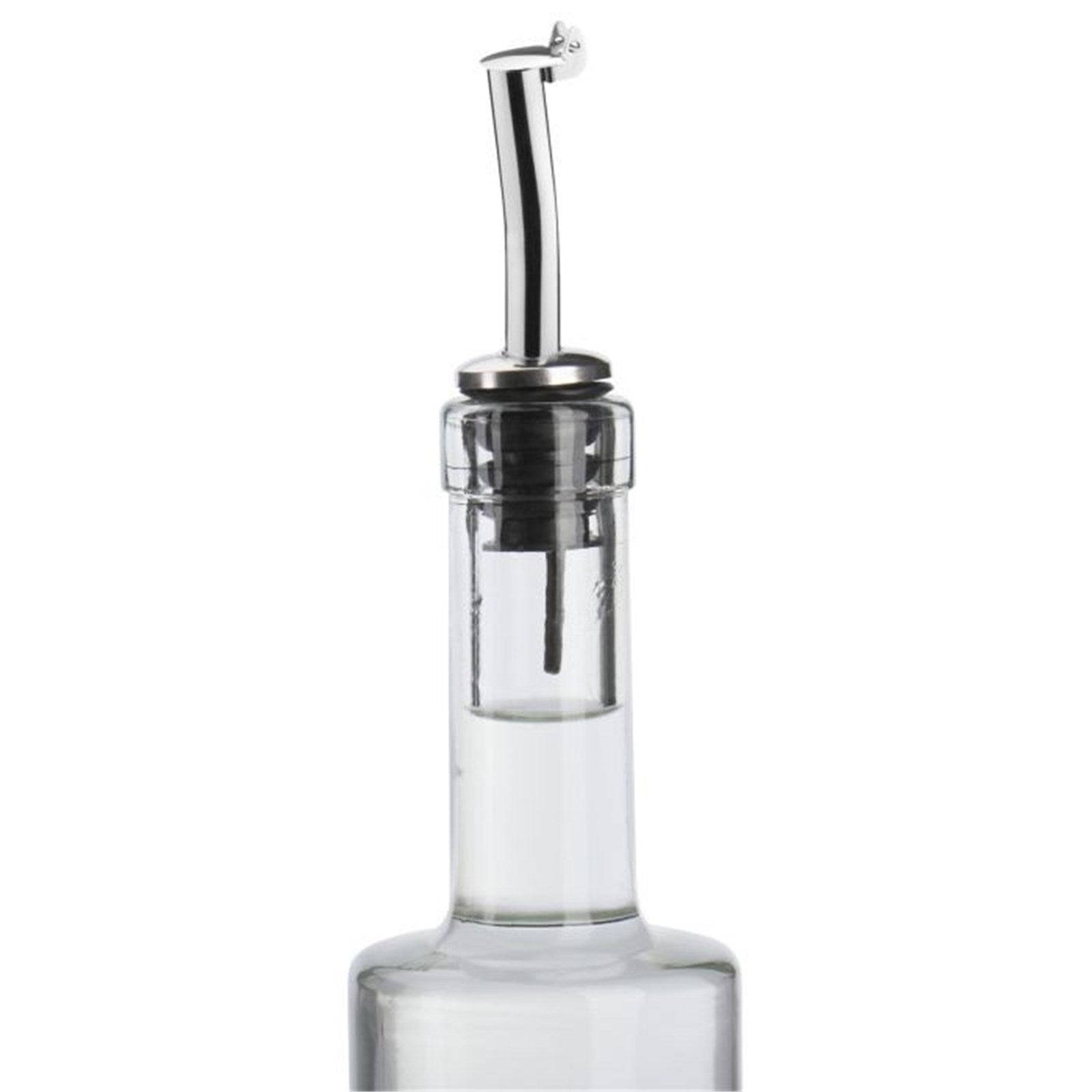 Hochwertiger Flaschenausgiesser aus Edelstahl mit Klappdeckel und Kork, ideal für präzises und tropffreies Ausgiessen von Flüssigkeiten.