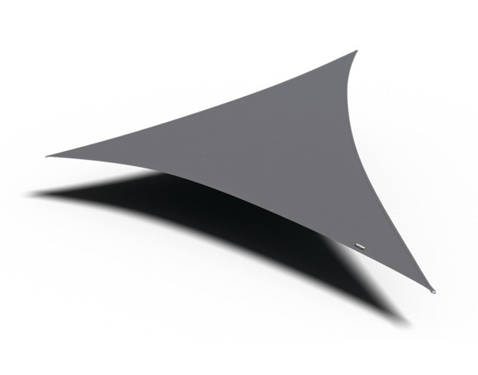 Dreieckiges Sonnensegel in Grau, 500x500x500 cm, idealer UV-Schutz und stilvolle Beschattung für Garten oder Terrasse.