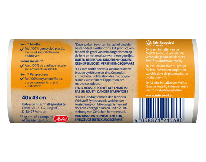 Entdecken Sie die SWIRL Abfallsäcke Bad & Kosmetik antibakteriell 10 l – hygienisch, reißfest und umweltfreundlich für Ihr Badezimmer!