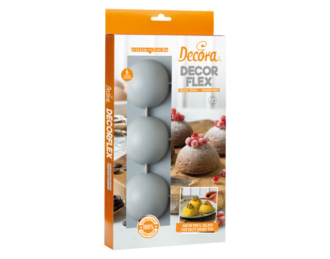 DECORA Backform Silikon Hemisphere 30x17 cm für 6 Halb-Kugeln ø 7 cm in präsentiert im Onlineshop von KAQTU Design AG. Backform / Backblech ist von DECORA