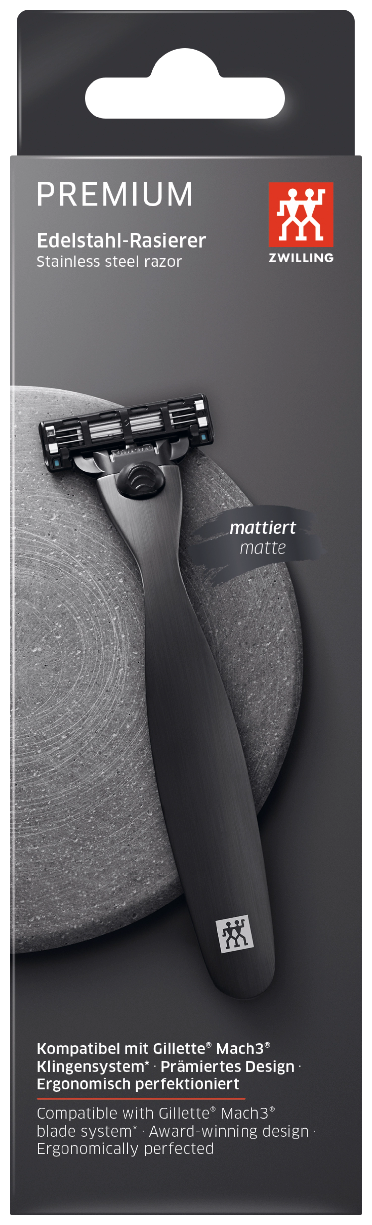 Eleganter TWINOX Rasierer in Schwarz von Zwilling Beauty, perfekt für eine präzise und komfortable Rasur, vereint Qualität und Ästhetik.