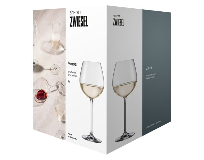 Entdecken Sie das elegante Weissweinglas Vinos 0,4 von SCHOTT ZWIESEL im 4er-Set. Ideal für jeden Weisswein und stilvolle Anlässe.
