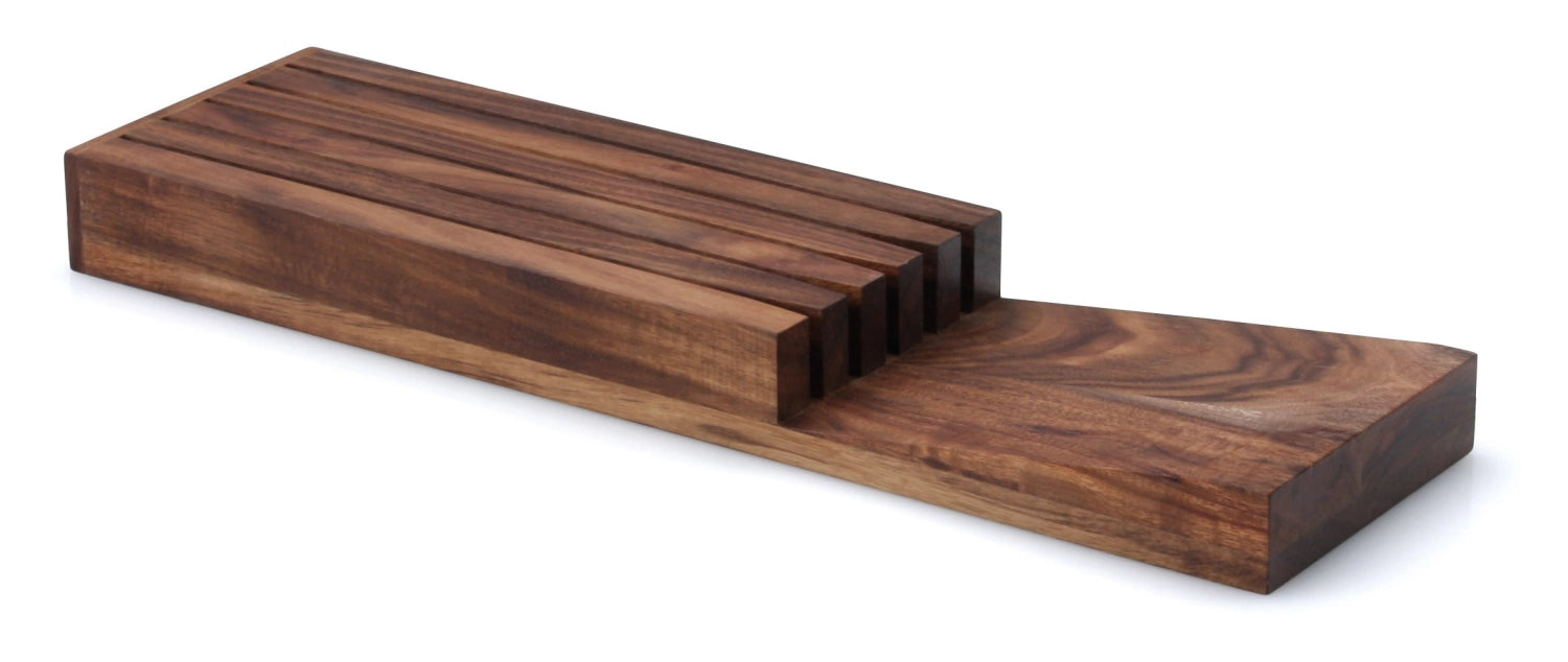 Stilvoller liegender Messerblock aus Akazienholz für 5 Messer, 39x11 cm, von Continenta – perfekt für eine platzsparende und elegante Aufbewahrung.