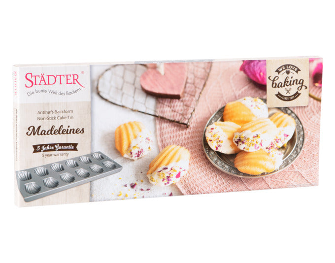 Entdecken Sie die STÄDTER Backform für Madeleines und Bärentatzen (35x14.5 cm) in elegantem Silber. Ideal für köstliche Backkreationen!