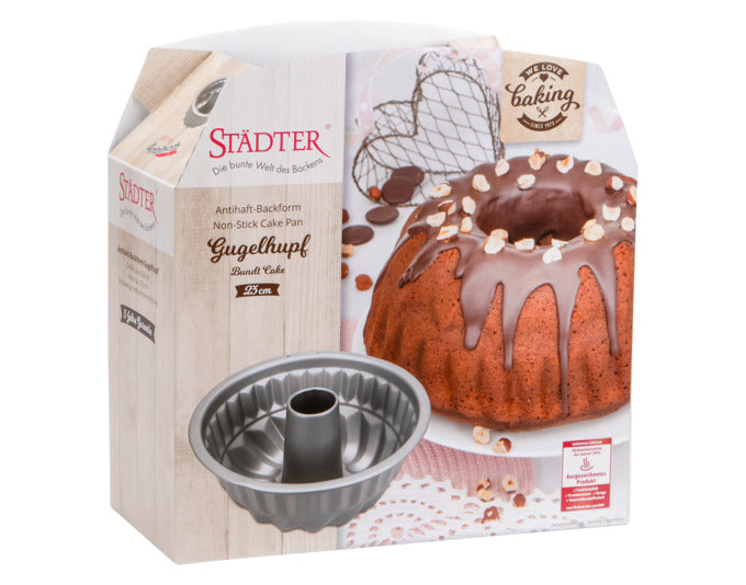 Entdecken Sie die STÄDTER Gugelhupfform ø 23x10.5 cm in elegantem Silber. Ideal für saftige Kuchen und kreative Backideen. Backen mit Stil!