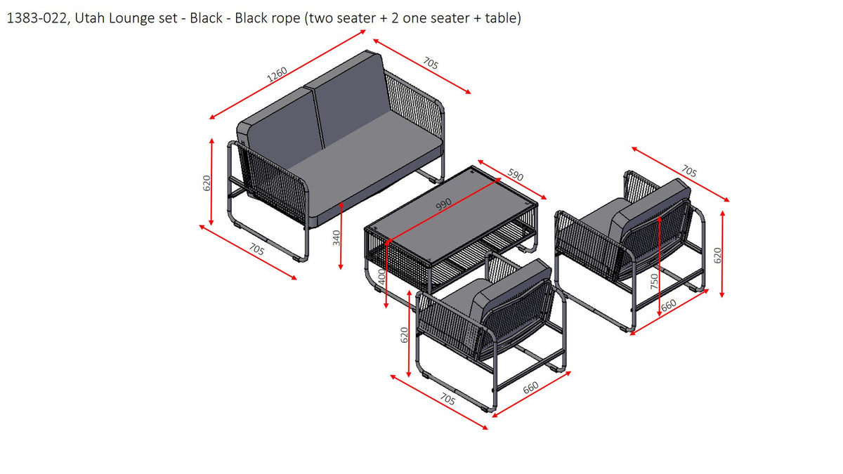 Utah Sofagarnitur in Schwarz präsentiert im Onlineshop von KAQTU Design AG. Loungeset ist von Venture Home