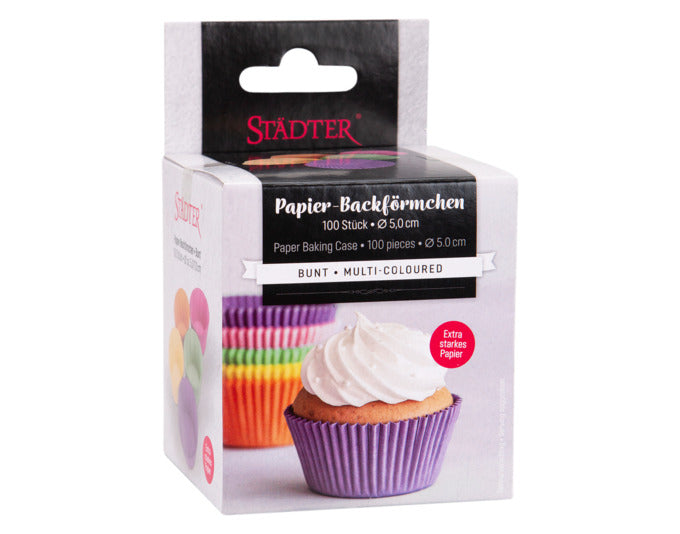 Entdecken Sie die bunten STÄDTER Papierbackförmchen Maxi (ø 5/7x3 cm) im 100er-Pack – ideal für Muffins und Cupcakes! Perfekte Qualität für jeden Anlass.