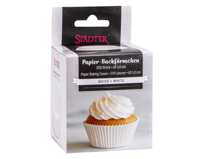 Entdecken Sie die STÄDTER Papierbackförmchen Maxi in klassischem Weiß. Ideal für Muffins und Cupcakes, perfekt für jeden Anlass. 200 Stück für kreative Backprojekte!