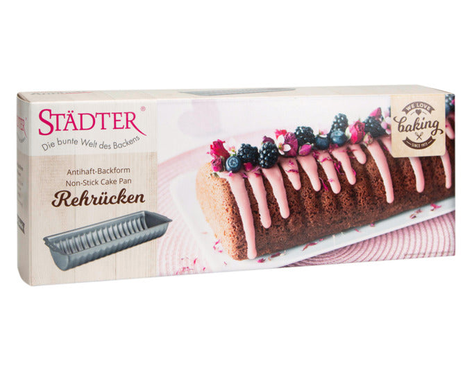 Entdecken Sie die STÄDTER Rehrückenform 30x11x6 cm in elegantem Silber – ideal für köstliche Backkreationen und perfekte Ergebnisse!