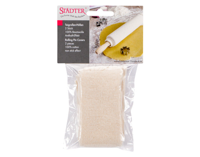 Entdecken Sie die STÄDTER Teigrollen-Hüllen im praktischen 2er Set. Ideal für müheloses Ausrollen von Teig, umweltfreundlich und waschbar.