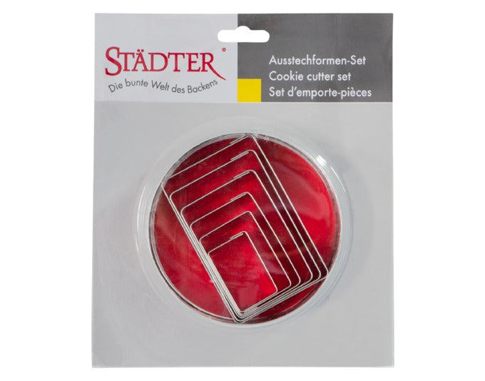 Entdecken Sie die STÄDTER Ausstecher in Dose Rechtecke 6-teilig (4–9.5 cm) für kreative Backideen. Ideal für Plätzchen und Fondant!
