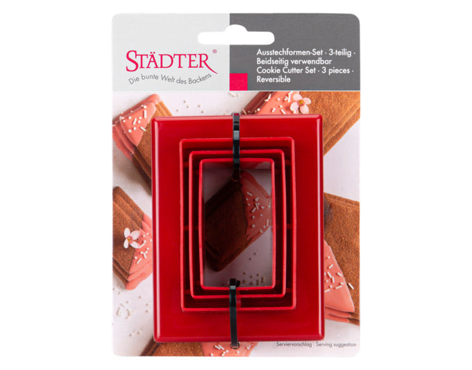 Vielseitiges STÄDTER Ausstecher Set Rechteck: 6 Formen für kreative Backideen, platzsparend und langlebig. Ideal für köstliche Plätzchen!