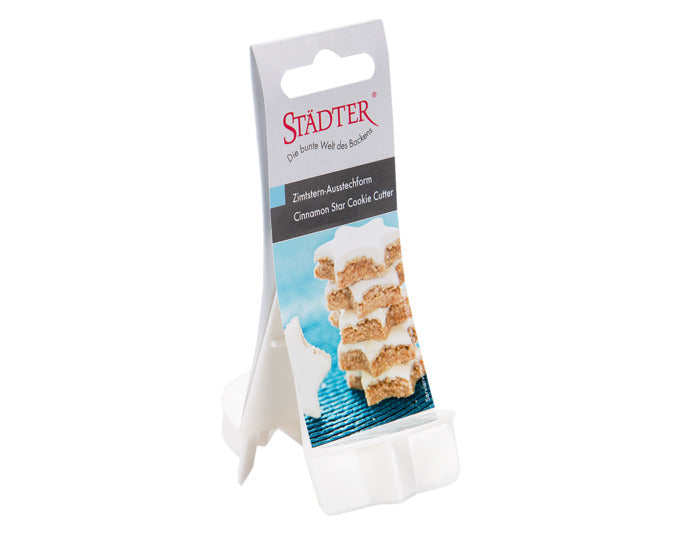 Entdecken Sie den STÄDTER Zimtstern-Ausstecher (ø 4 cm) für perfekte Weihnachtsplätzchen. Mit praktischer Klappfunktion für müheloses Ausstechen!