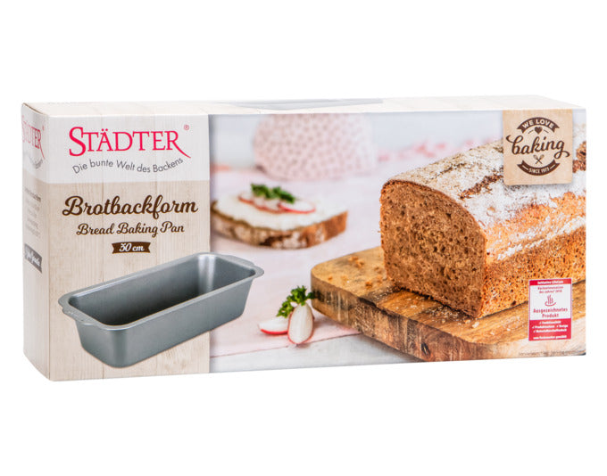 Entdecken Sie die STÄDTER Brotbackform 30x13x8 cm in elegantem Silber. Ideal für perfekte Backergebnisse und unvergessliche Backmomente!