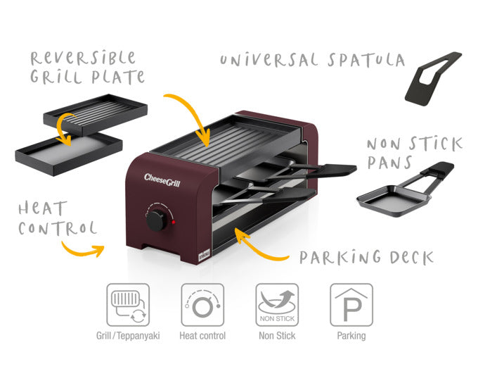 Entdecken Sie den STÖCKLI CheeseGrill 2 in Merlot Rot – der perfekte Raclettegrill für romantische Abende zu zweit. Modernes Design, vielseitige Funktionen und einfache Reinigung machen ihn zum Highlight jeder Küche.