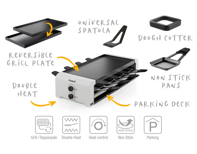 Erleben Sie mit dem STÖCKLI PizzaGrill 8 das perfekte Kocherlebnis für bis zu acht Personen. Ideal für Pizza, Raclette und mehr!