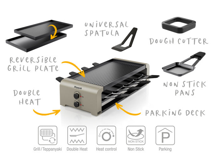 Erleben Sie mit dem STÖCKLI PizzaGrill 8 ivory gold unvergessliche Kochabende! Ideal für bis zu 8 Personen, vielseitig einsetzbar für Pizza, Raclette und mehr.