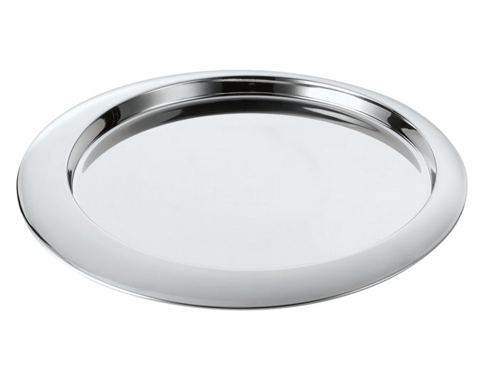 Elegantes Serviertablett aus Edelstahl, rund, ø 39 cm, modernes Design, ideal für stilvolles Servieren und Dekorieren.