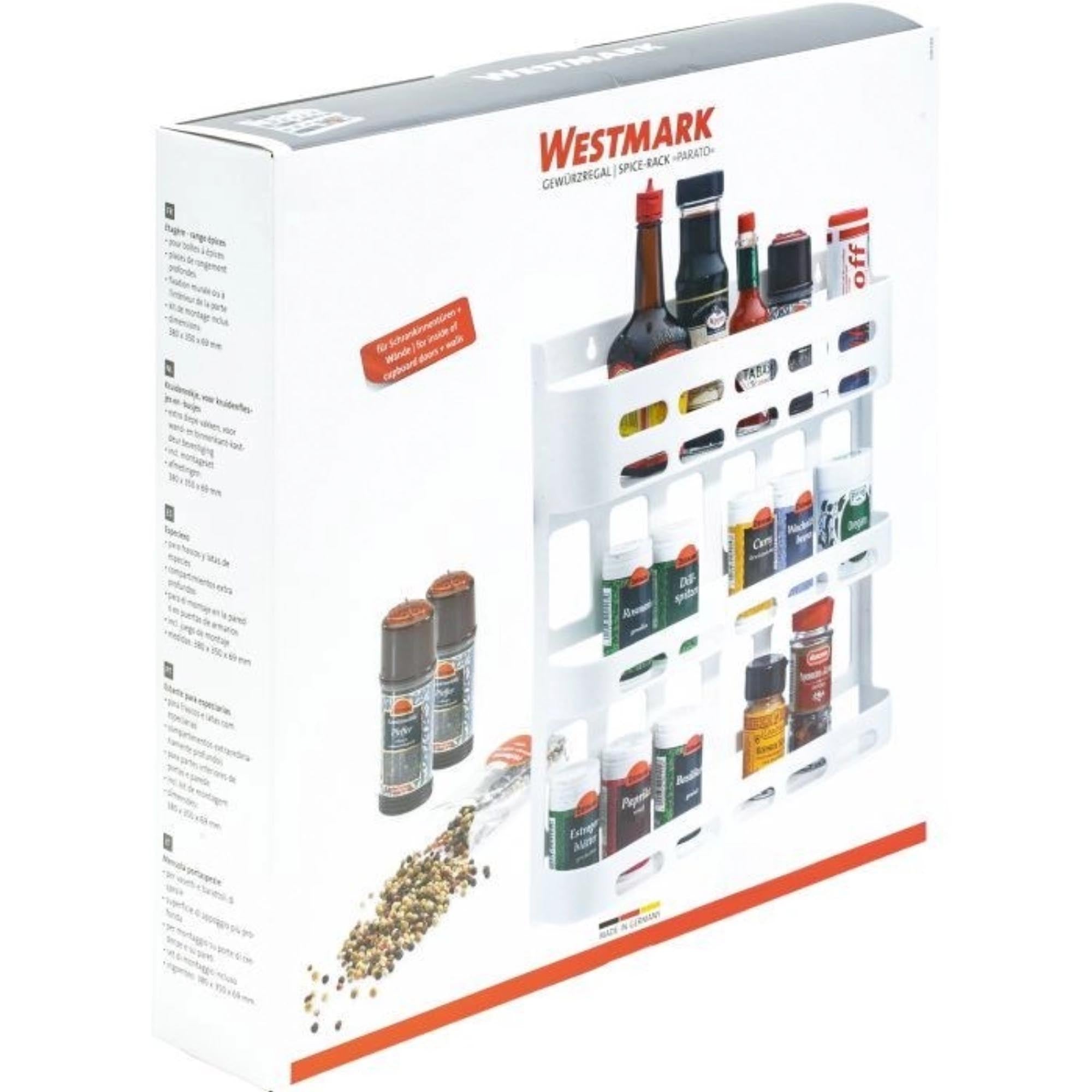 Praktisches Gewürzregal Parato von Westmark in Weiss, 38x35x7cm, ideal für die stilvolle und platzsparende Gewürzaufbewahrung.