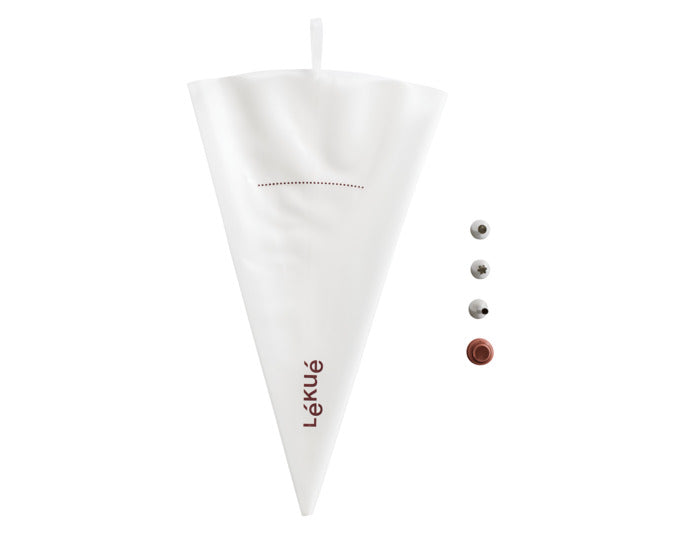 LÉKUÉ Spritzbeutel mit 3 Tüllen 40x23 cm transparent in präsentiert im Onlineshop von KAQTU Design AG. Backutensilien ist von LEKUE